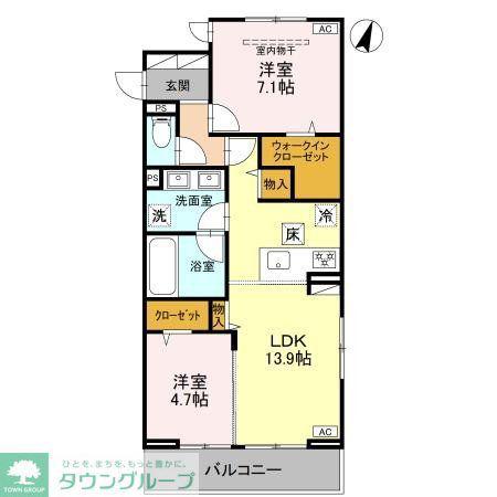 KOAひばりヶ丘(2LDK/1階)の間取り写真