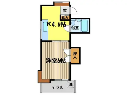 グリーンコーポ(1DK/2階)の間取り写真