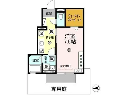 プレジデント セキエイ(1K/1階)の間取り写真