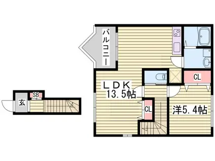 シエナ フローラ II番館(1LDK/2階)の間取り写真