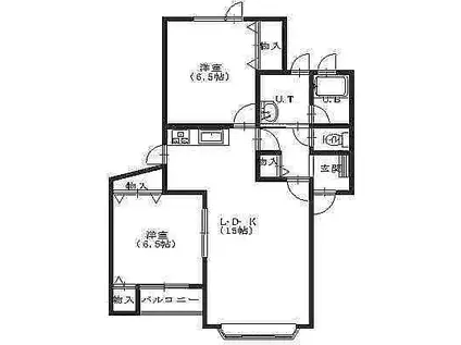 ノースライトIII(2LDK/1階)の間取り写真
