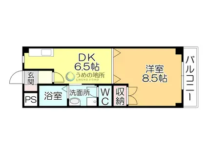 メディアハウスキャビン(1DK/2階)の間取り写真