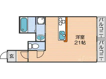 コットンライフMBS(ワンルーム/1階)の間取り写真