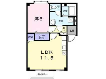 フラワーガーデン1(1LDK/2階)の間取り写真