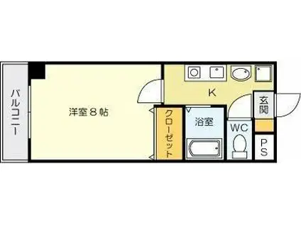 オークハイム(1K/1階)の間取り写真