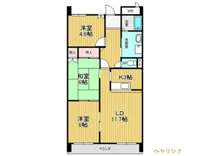 グランドヒルズ日進(3LDK/2階)の間取り写真
