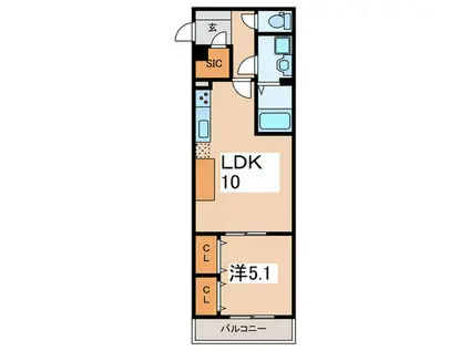 リブリ・相模大野IV(1LDK/2階)の間取り写真