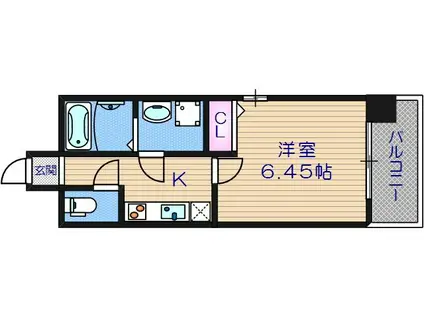 ウエンズ東心斎橋(1K/3階)の間取り写真