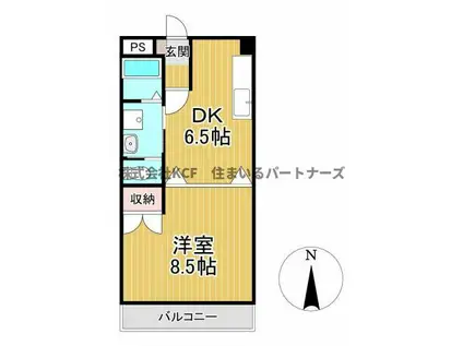 オーシャンVI(1DK/3階)の間取り写真