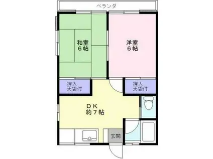 ハイツ・シャンティ(2DK/2階)の間取り写真