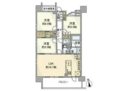 オープンレジデンシア御器所(3LDK/3階)の間取り写真