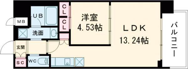 プレジオ永和ASIAN(1LDK/6階)の間取り写真