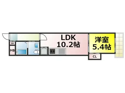 COMODO南堀江(1LDK/1階)の間取り写真