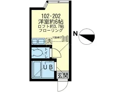 ユナイト浅田アールグレイの杜(ワンルーム/1階)の間取り写真