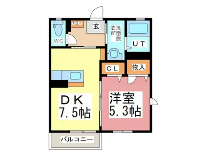 エスポワールS(1DK/1階)の間取り写真