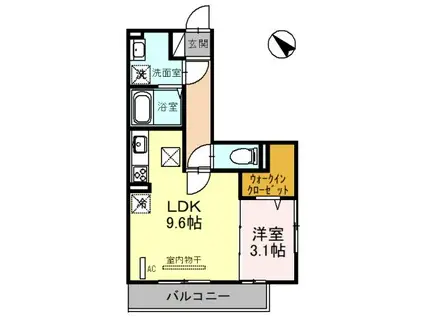 コリーヌヴェール上小(1LDK/2階)の間取り写真