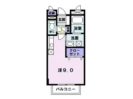 ソレアード(ワンルーム/2階)の間取り写真