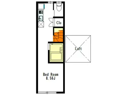 ハンプトンプレイス(ワンルーム/2階)の間取り写真