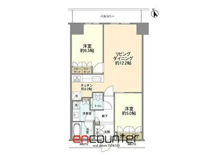 ザ・パークハウス新宿タワー(2LDK/14階)の間取り写真