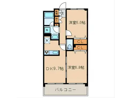 あるふぁII(2DK/4階)の間取り写真