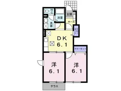 ローレルNSI(2DK/1階)の間取り写真