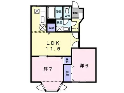 ルメール藤原I番館(2LDK/1階)の間取り写真