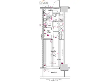 ガーラ・プライム横濱関内(1K/3階)の間取り写真