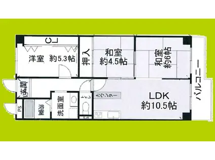 南千里グリーンハイツ(3LDK/4階)の間取り写真