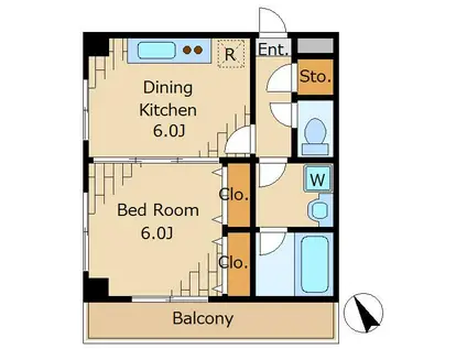 ミレイユ駒場(1DK/3階)の間取り写真