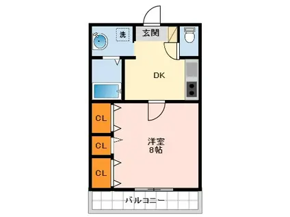 ボワリジェールOKA(1DK/3階)の間取り写真