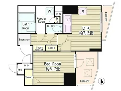 アルブル高輪(1DK/11階)の間取り写真