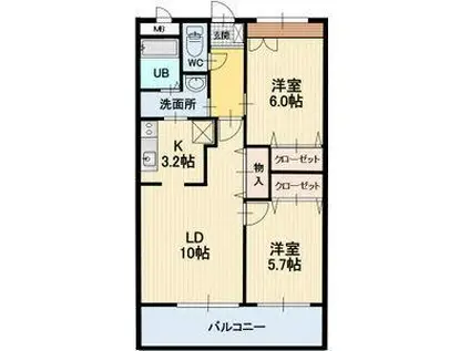 MAISON CALM(2LDK/1階)の間取り写真