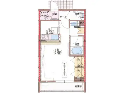 防犯カメラ・オートロック付THE HAUSザ・ハウス(1K/2階)の間取り写真