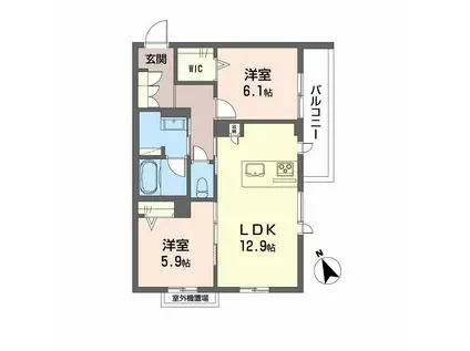 セントリビエ(2LDK/2階)の間取り写真