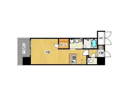 アソシアグロッツォ・クアトロ博多(1K/7階)の間取り写真