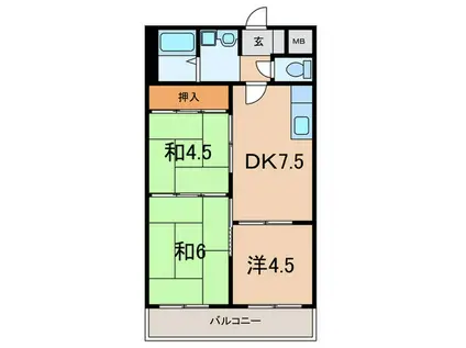 山神ビル(3DK/3階)の間取り写真