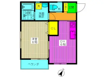 ホワイトキャッスルII(1DK/1階)の間取り写真