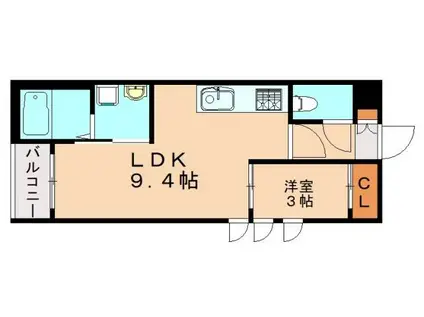 REGALEST折尾駅東(1LDK/1階)の間取り写真