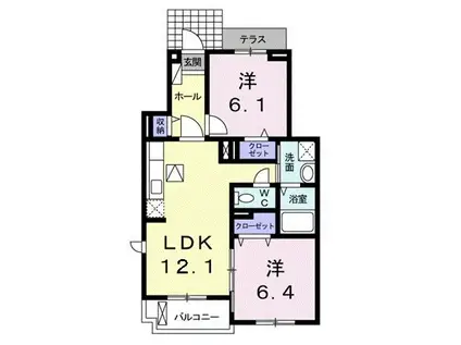名鉄常滑線 聚楽園駅 徒歩8分 3階建 築14年(2LDK/1階)の間取り写真