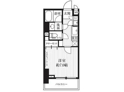 HF北四番丁レジデンス(1K/4階)の間取り写真