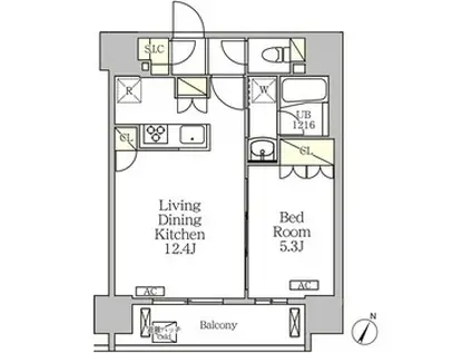 ジオエント白金台(1LDK/7階)の間取り写真