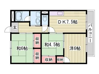 グレースマンション日飼(3DK/1階)の間取り写真
