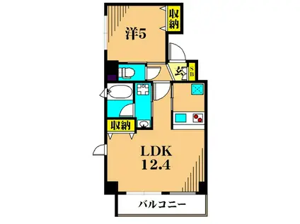 KARNA大井町(1LDK/5階)の間取り写真