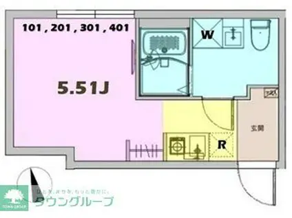 JAGA五反野(ワンルーム/1階)の間取り写真