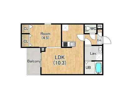 ジーメゾン名古屋豊橋(1LDK/1階)の間取り写真