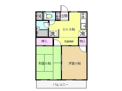 ベルハイム(2DK/2階)の間取り写真
