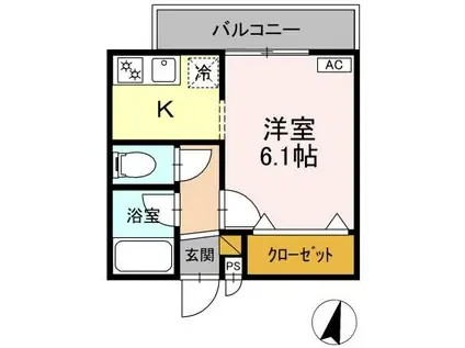 MODERN PALAZZO 文教東(1K/2階)の間取り写真