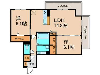 フルール(2LDK/2階)の間取り写真