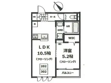ハレアヌエ(1LDK/2階)の間取り写真