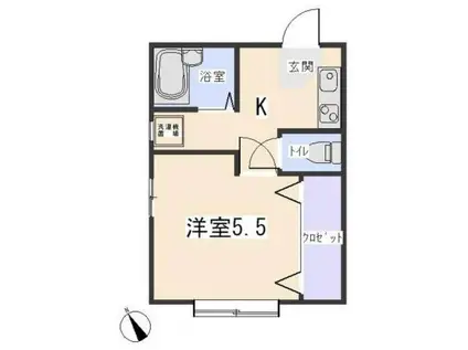 ルーミングハウス(1K/3階)の間取り写真